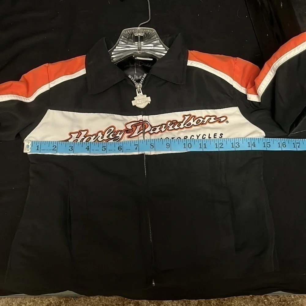 HARLEY Davidson- black and orange polyester full zip jacket